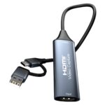 HDMI to USB C/USB 3.0 Audio Video Capture Card, 4K 1080P 60FPS Record Capture Device with Type-C Adapter for Gaming Live Streaming Video Recorder, for Windows Mac OS System OBS Zoom