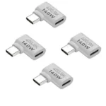 L-Shape Type-C Male to Female Adapter, Type-C 3.1 Extender with 40Gbps Data Transfer & PD 140W Fast Charging Compatible with Switch, Steam Deck, Laptop, Tablet and More Devices (Pack of 4)