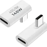 USB C Male to Female Adapter, 90 Degree Right Angle Type C Extender Support 140W, 40Gbps, 8K@60Hz for Thunderbolt 4/3, MaBook Pro/Air, Laptop, Phones Type C Devices (Pack of 1)