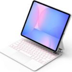 Magic Keyboard Compatible for 12.4 inch Samsung Galaxy Tab S10+ Plus/S9+ Plus/S9 FE+ Plus/S8+ Plus/S7+/S7 FE, Keyboard Case with Floating Magnetic Stand, 7 Color Backlit & Multi-Touch Trackpad,White