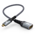 8K Micro HDMI to HDMI Adapter, HDMI to Micro HDMI Adapter 2.1 Male to Female 8K@60Hz 4K@120Hz High Speed 48Gbps, 3D, HDR10, Dolby Compatible for DV Camera Laptop Portable Monitor