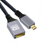 8K Type-D Micro HDMI 2.1 Male to HDMI Female 8K@60Hz 4K@240Hz Micro HDTV Male to Female, 48Gbps, Compatible for DV Camera Laptop Portable Monitor
