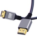 8K Mini HDMI to HDMI Cable, Aluminum Braided 8K@60Hz 4K@120Hz High Speed HDMI 2.1 Bidirectional HDR eARC Compatible with Ras-pberry Pi Zero Camera Tablet Projector (1.5M)
